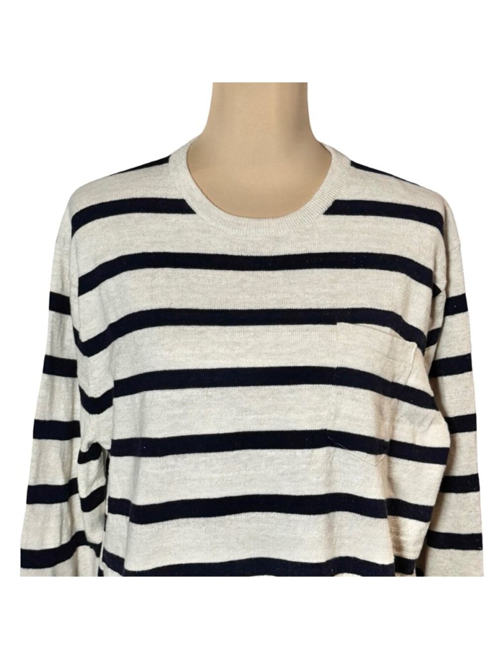 J. Crew 100% Cotton Striped Sweater Sz L Preppy Heritage Nautical - Picture 3 of 11